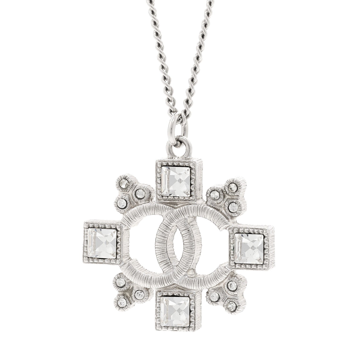 Chanel Crystal Strass Necklace Silver 4 of 5