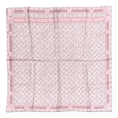 Louis Vuitton Silk Monogram Trunk Floral Print Square Scarf Rose Poudre 1 of 5