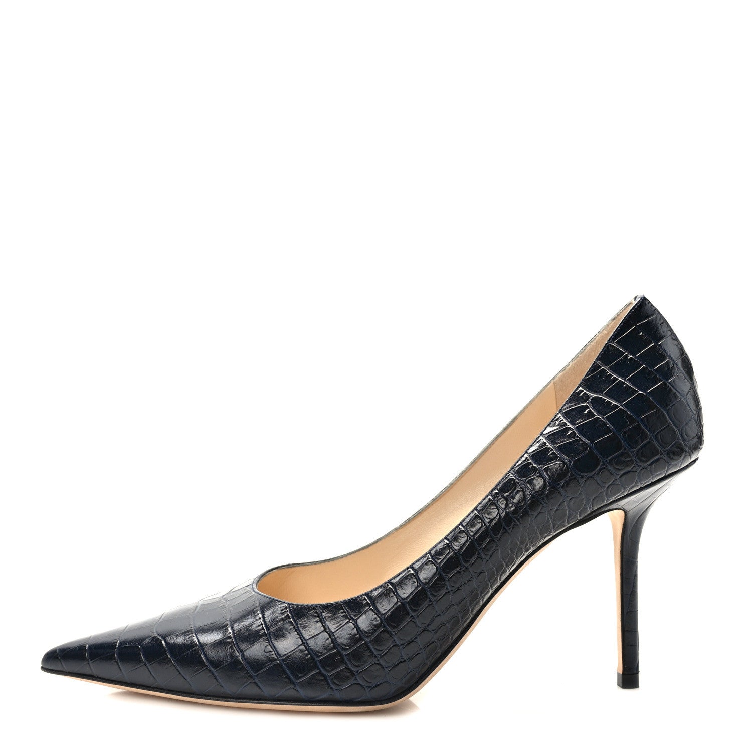 Jimmy Choo Crocodile Embossed Calfskin Love 85 Pump 41 Black 1 of 8