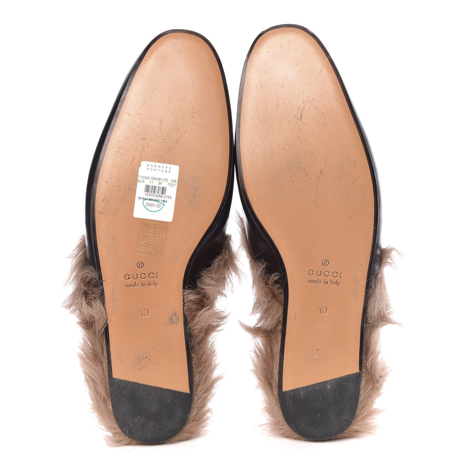 Gucci Calfskin Fur Mens Princetown Slippers 10 Black 9 of 15