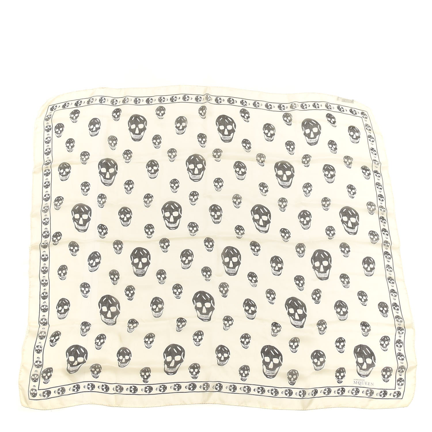 Alexander McQueen Silk Chiffon Skull Scarf Ivory Black 1 of 4