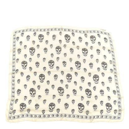 Alexander McQueen Silk Chiffon Skull Scarf Ivory Black 1 of 4
