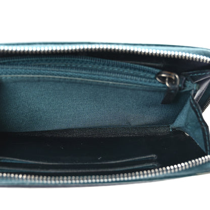 Chanel Iridescent Caviar Quilted Medium Filigree Zip Around Wallet Dark Turquoise 6 of 14