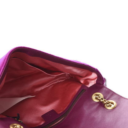 Gucci Velvet Matelasse Loved Embroidered Medium GG Marmont Shoulder Bag Fuchsia Violet Cyclamen 5 of 10