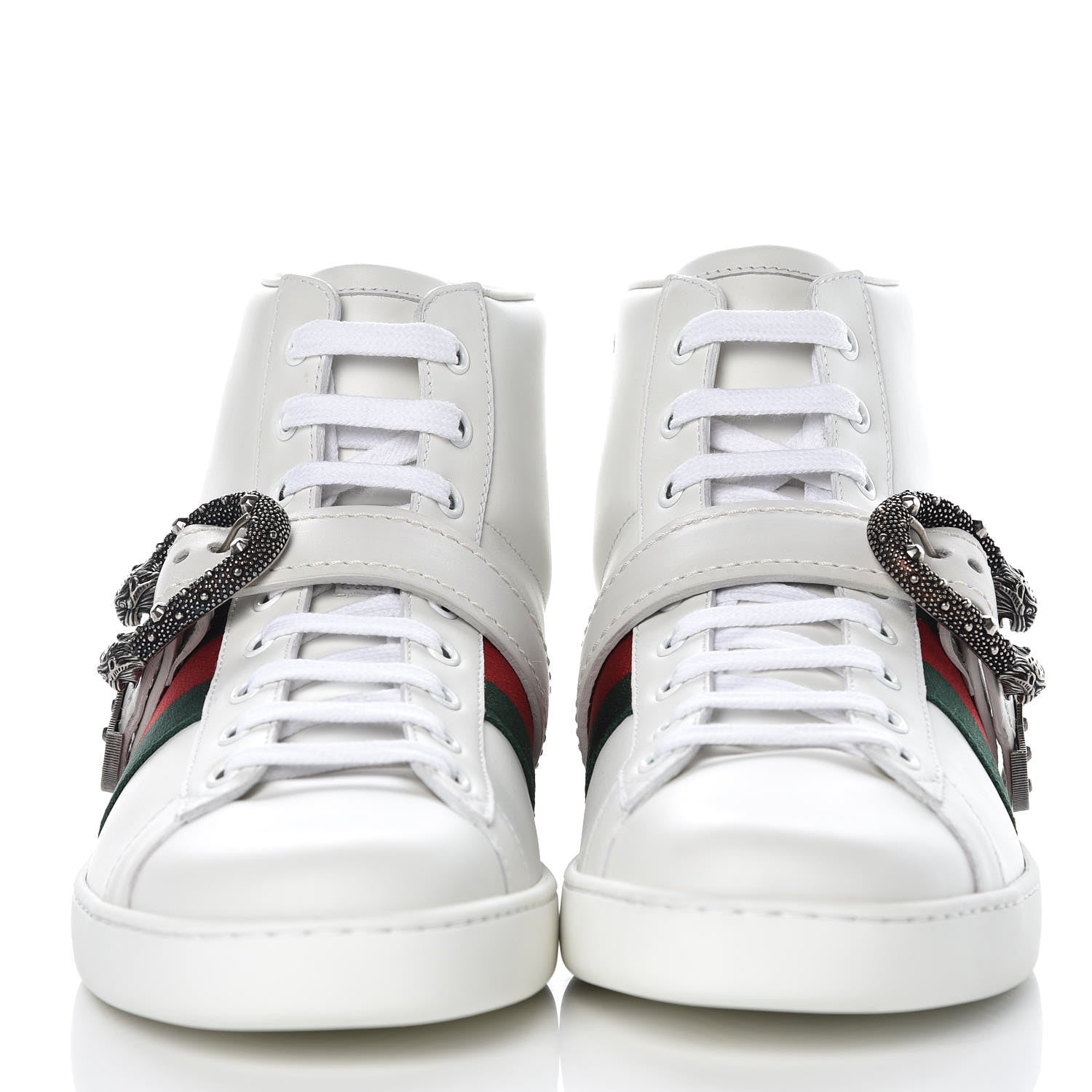 Gucci Calfskin Ayers Web Mens Dionysus High Top Sneakers 9 White 2 of 9