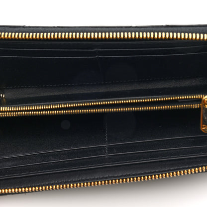 Christian Dior Lambskin Macrocannage Miss Caro Voyageur Slim Wallet Black 5 of 7