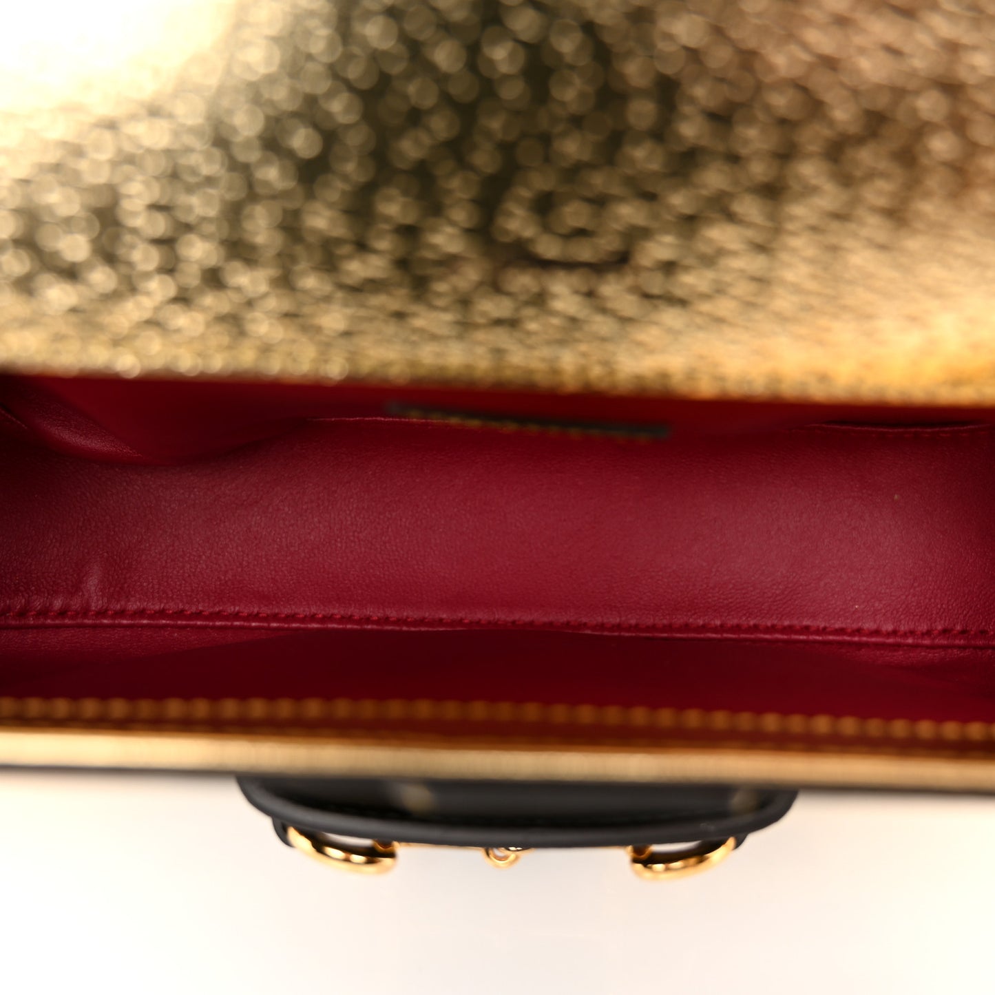 X ADIDAS Textured Dollar Calfskin Web Trefoil Horsebit 1955 Shoulder Bag King Gold Black