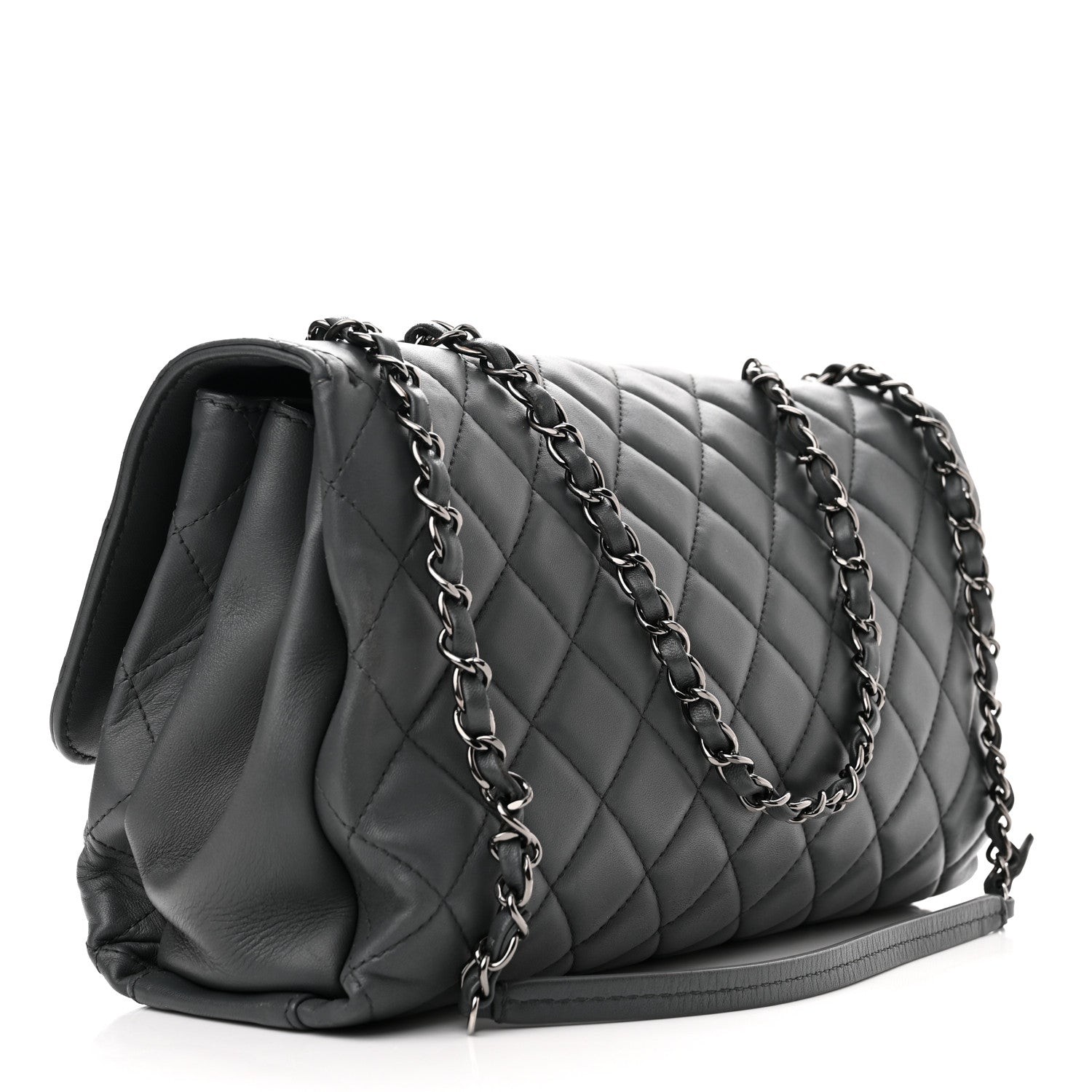 Chanel Lambskin Quilted Jumbo Coco Loop Flap Grey 3 of 11