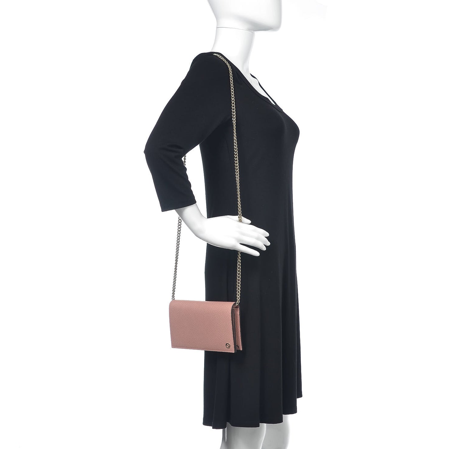 Dollar Calfskin Medium Betty Chain Wallet Soft Pink
