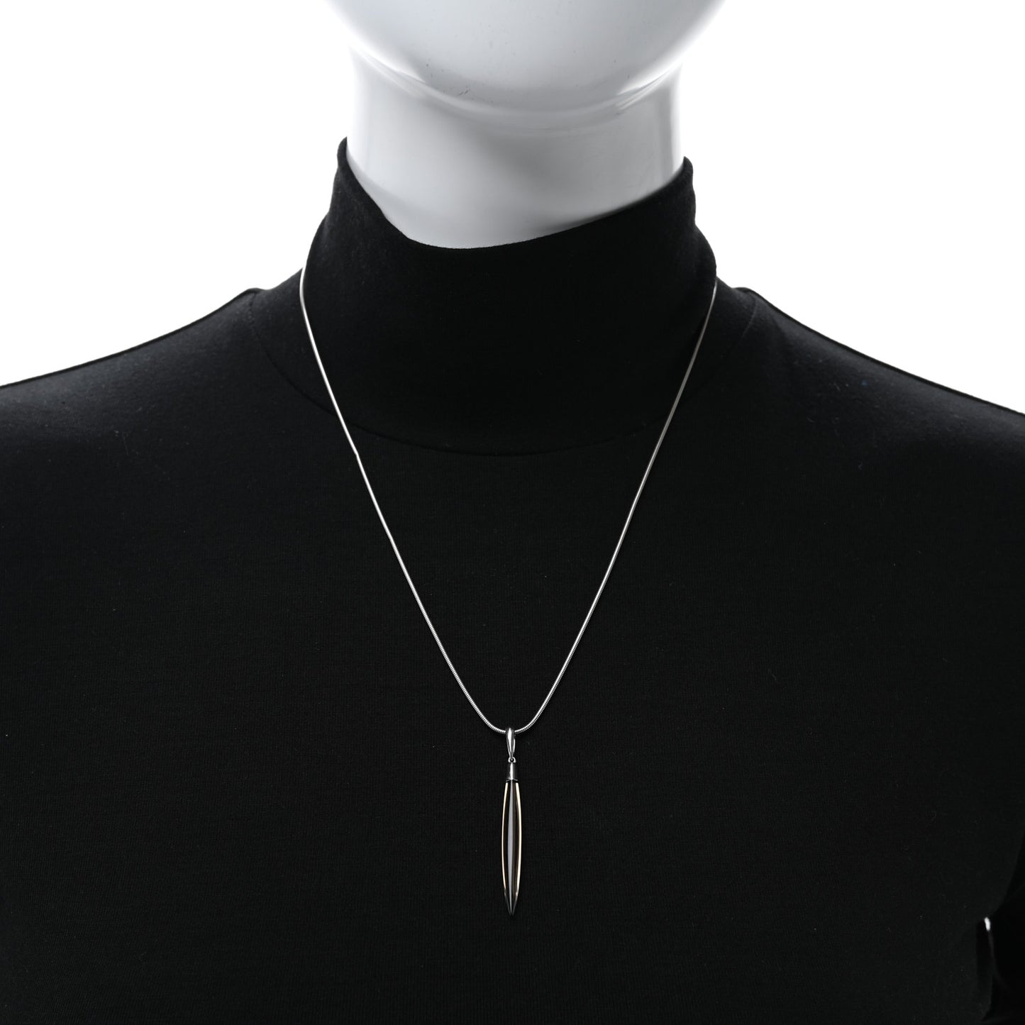 18K White Gold Smoky Quartz Feather Pendant Necklace
