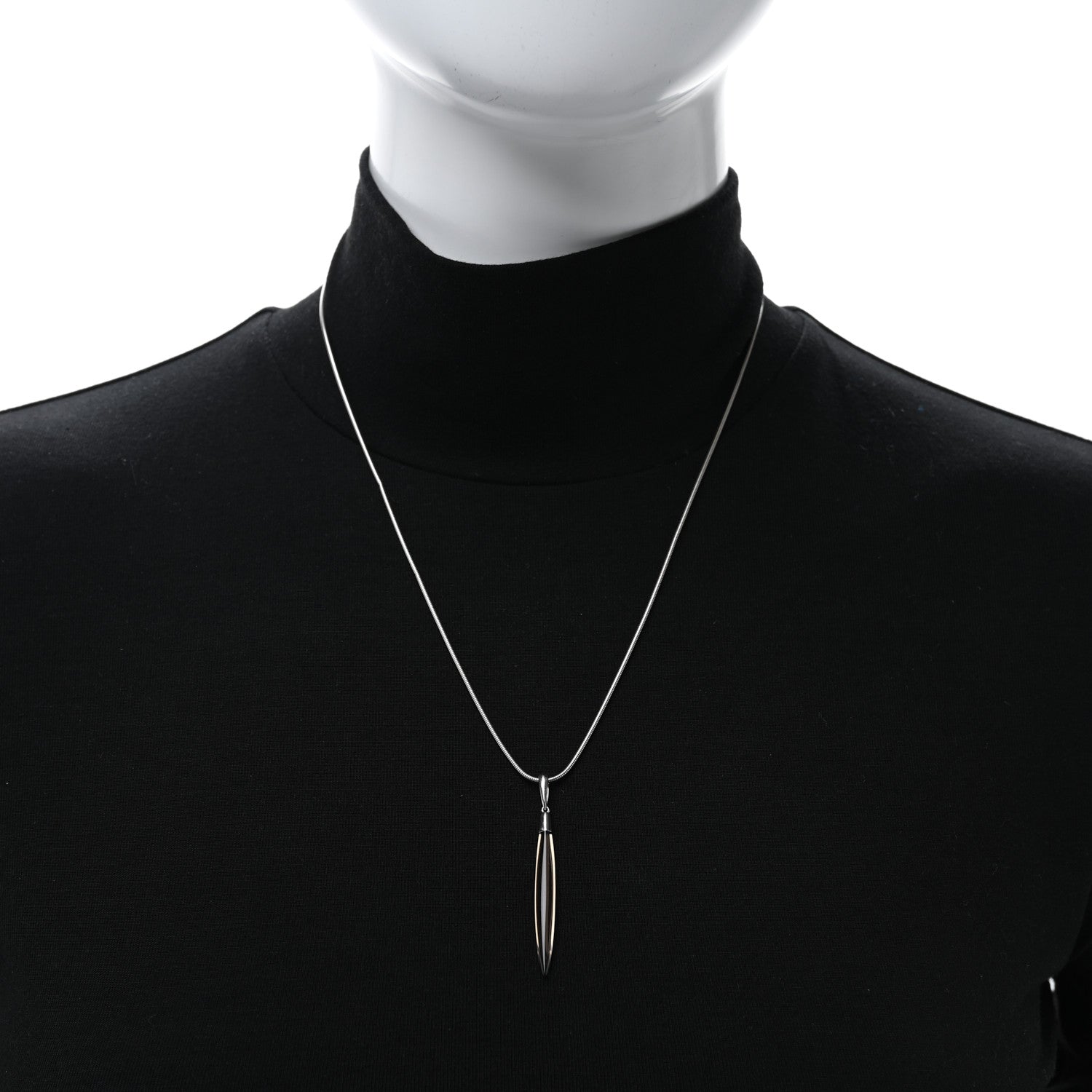 Tiffany 18K White Gold Smoky Quartz Feather Pendant Necklace 3 of 4