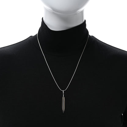 Tiffany 18K White Gold Smoky Quartz Feather Pendant Necklace 3 of 4