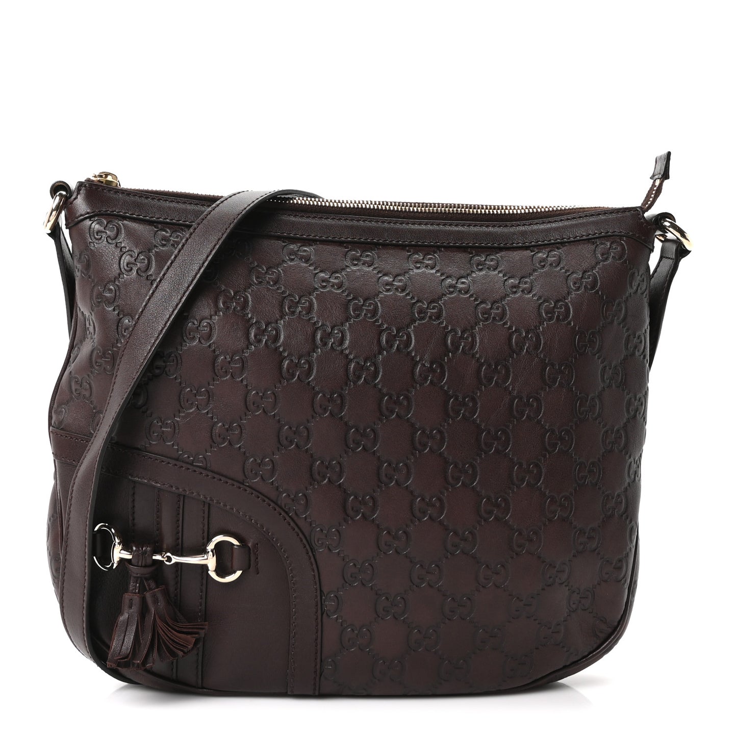 Guccissima Horsebit Tassel Messenger Bag  Dark Brown