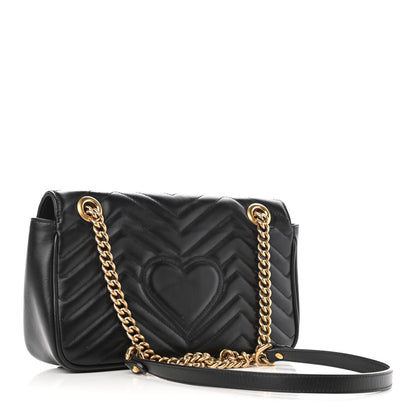 Gucci Calfskin Matelasse Small GG Marmont Shoulder Bag Black 3 of 10