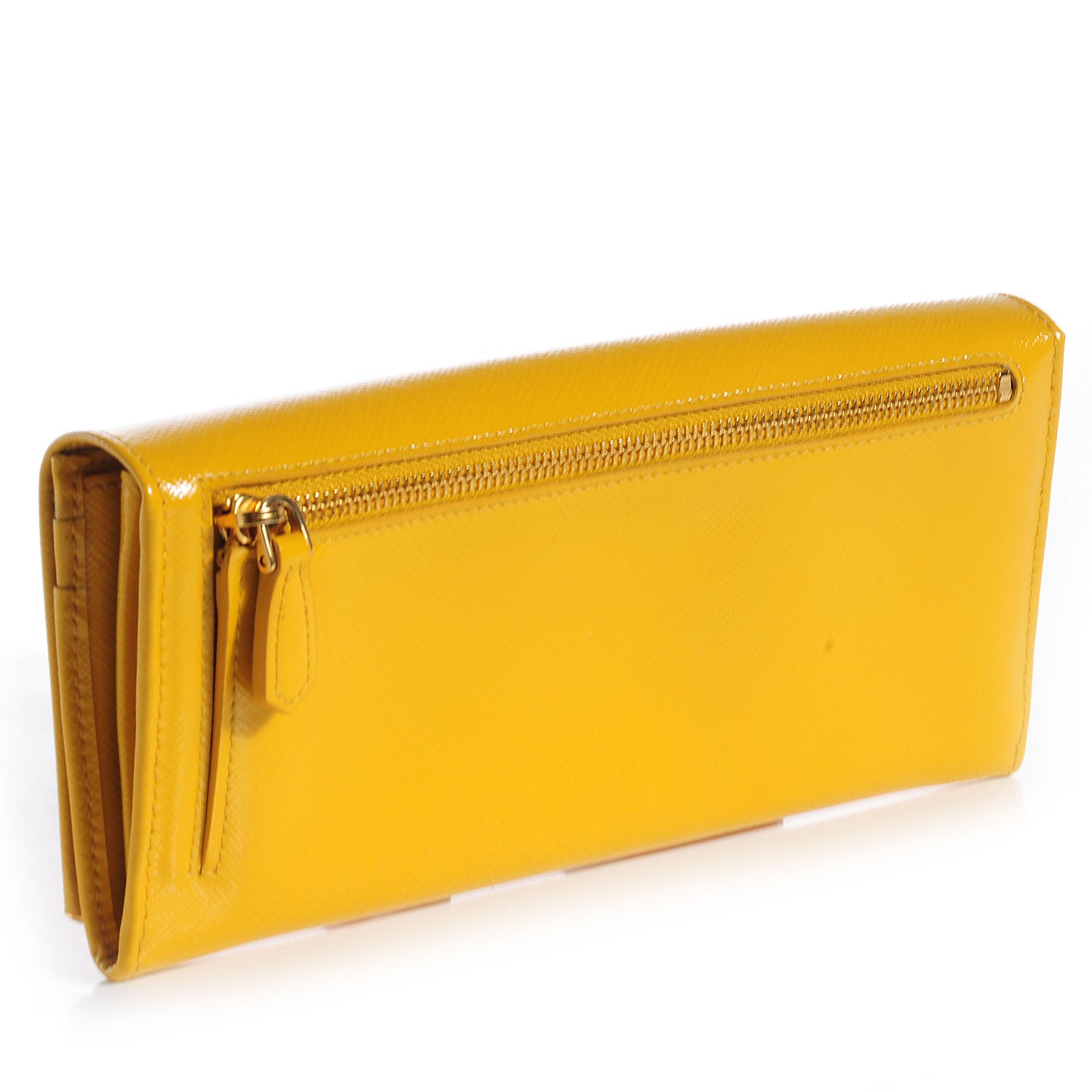 Prada Saffiano Vernice Continental Flap Wallet Soleil 3 of 8
