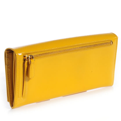 Prada Saffiano Vernice Continental Flap Wallet Soleil 3 of 8