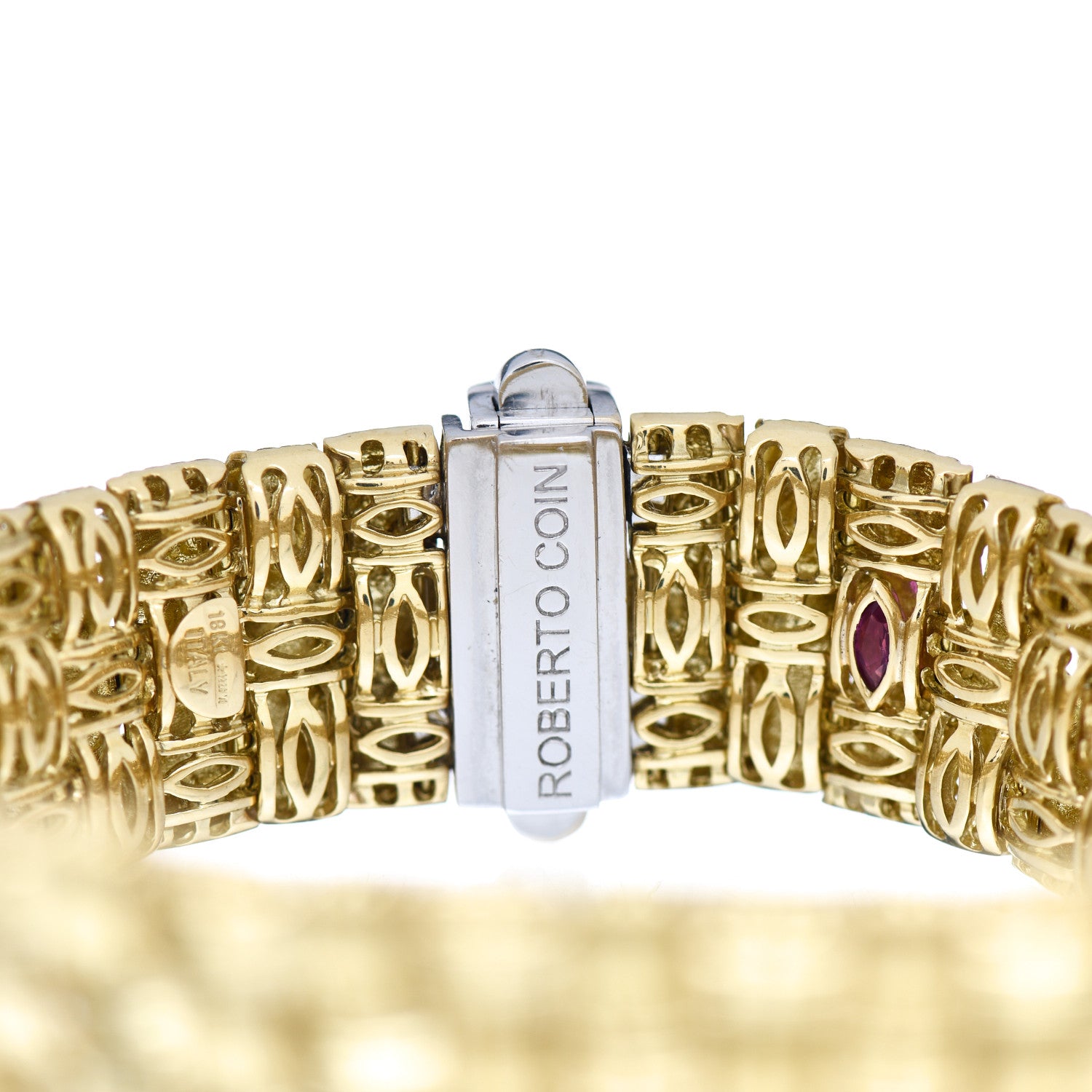 Roberto Coin 18K Yellow White Gold Diamond Appassionata Mesh Bracelet 4 of 5