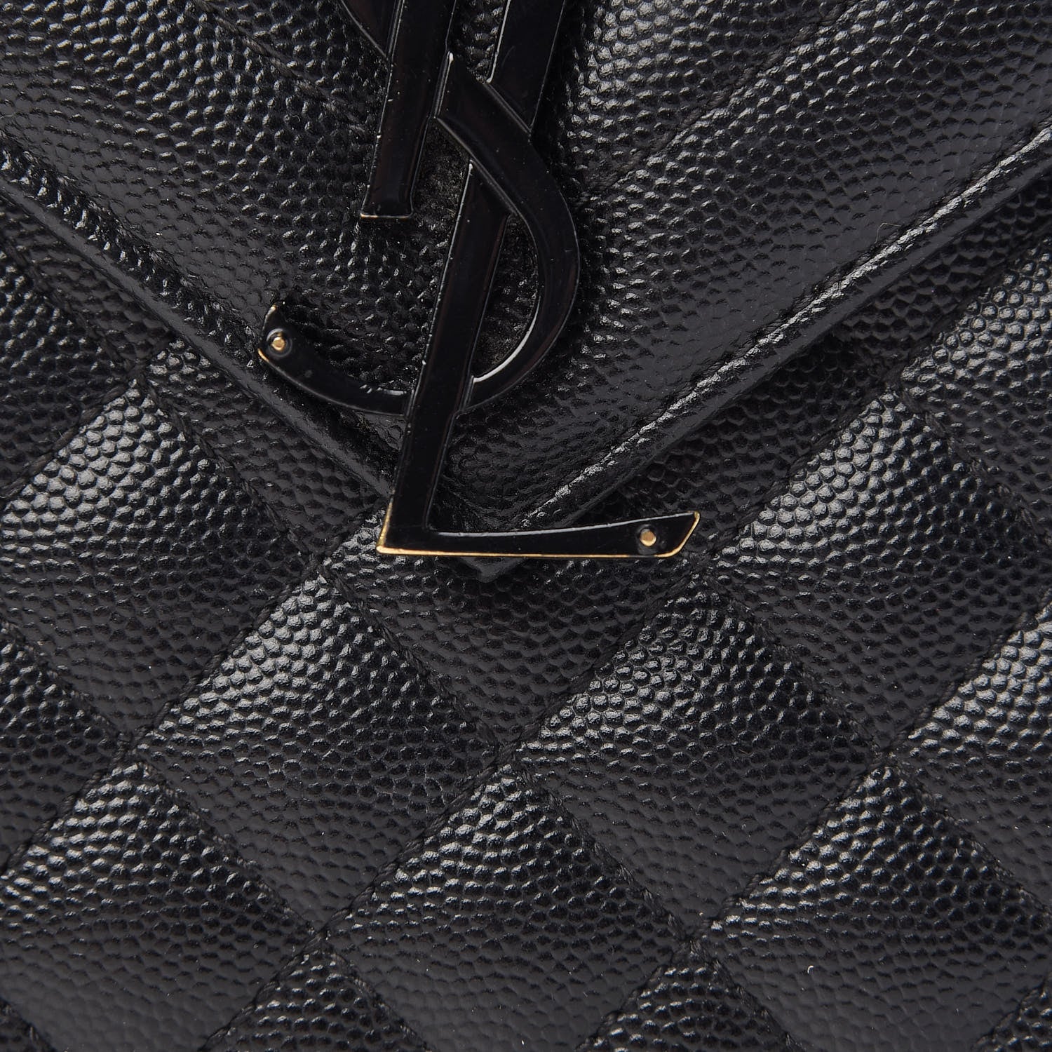 Saint Laurent Grain De Poudre Large Tri-Quilt Monogram Satchel Black 15 of 15
