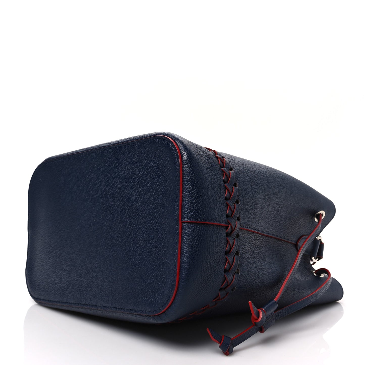 Soft Calfskin Braided Lockme Bucket Marine Rouge