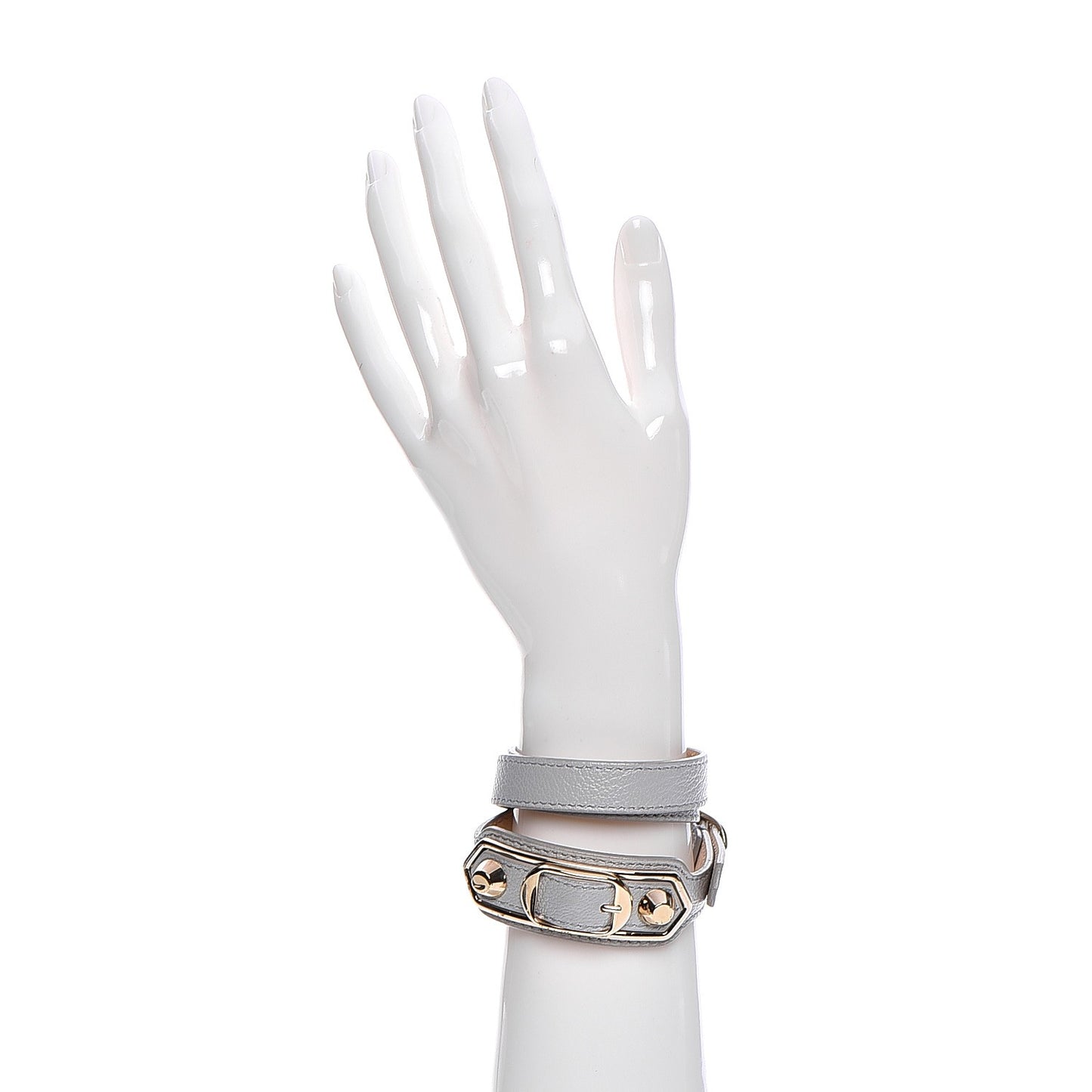 Chevre Hamilton Gold Metallic Edge Hardware Triple Tour M Bracelet Gris