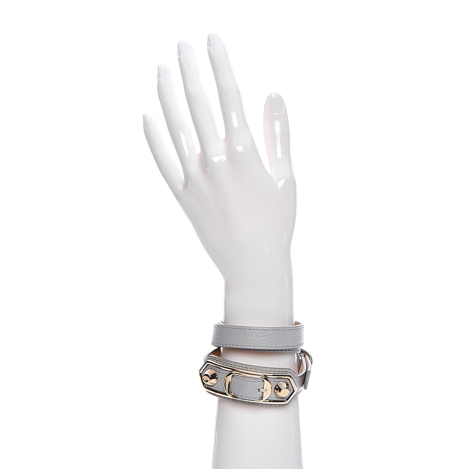 Balenciaga Chevre Hamilton Gold Metallic Edge Hardware Triple Tour M Bracelet Gris 2 of 6