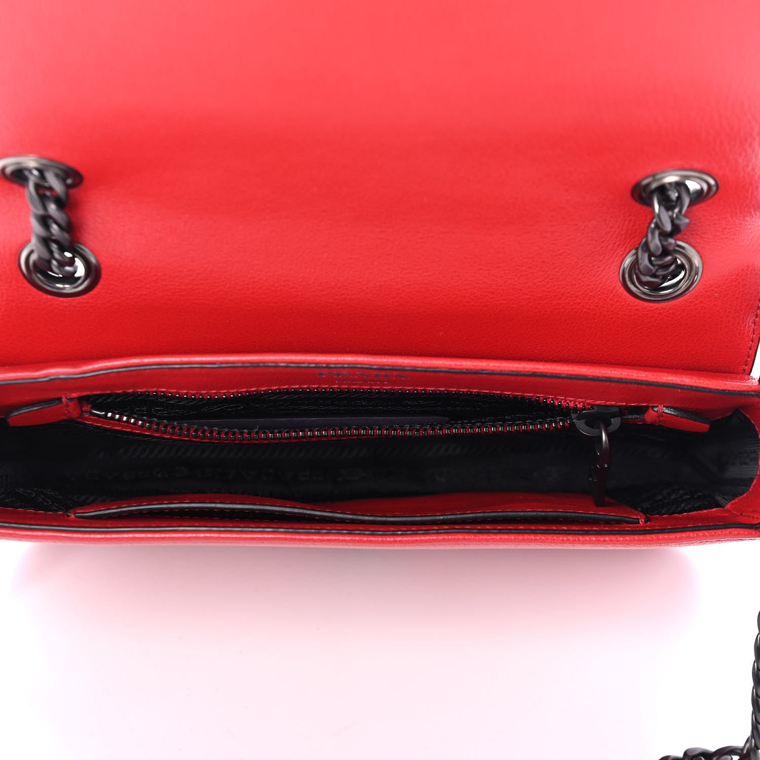 Prada Glace Calfskin Studded Crossbody Fuoco 4 of 4