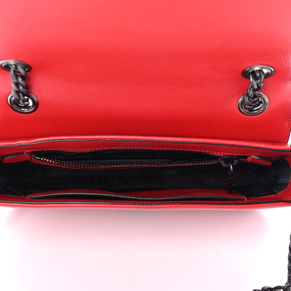 Prada Glace Calfskin Studded Crossbody Fuoco 4 of 4