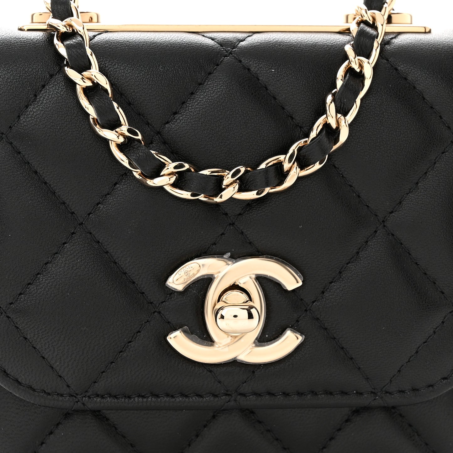 Lambskin Quilted Mini Trendy CC Chain Wallet Black
