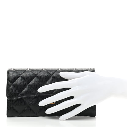 Chanel Caviar Quilted Large Gusset Flap Wallet Black 2 of 8
