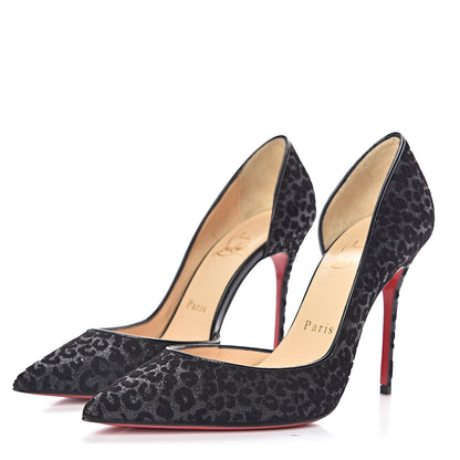 Christian Louboutin Floque Patent Glitter Leo Iriza 100 Pumps 36 Black 3 of 8
