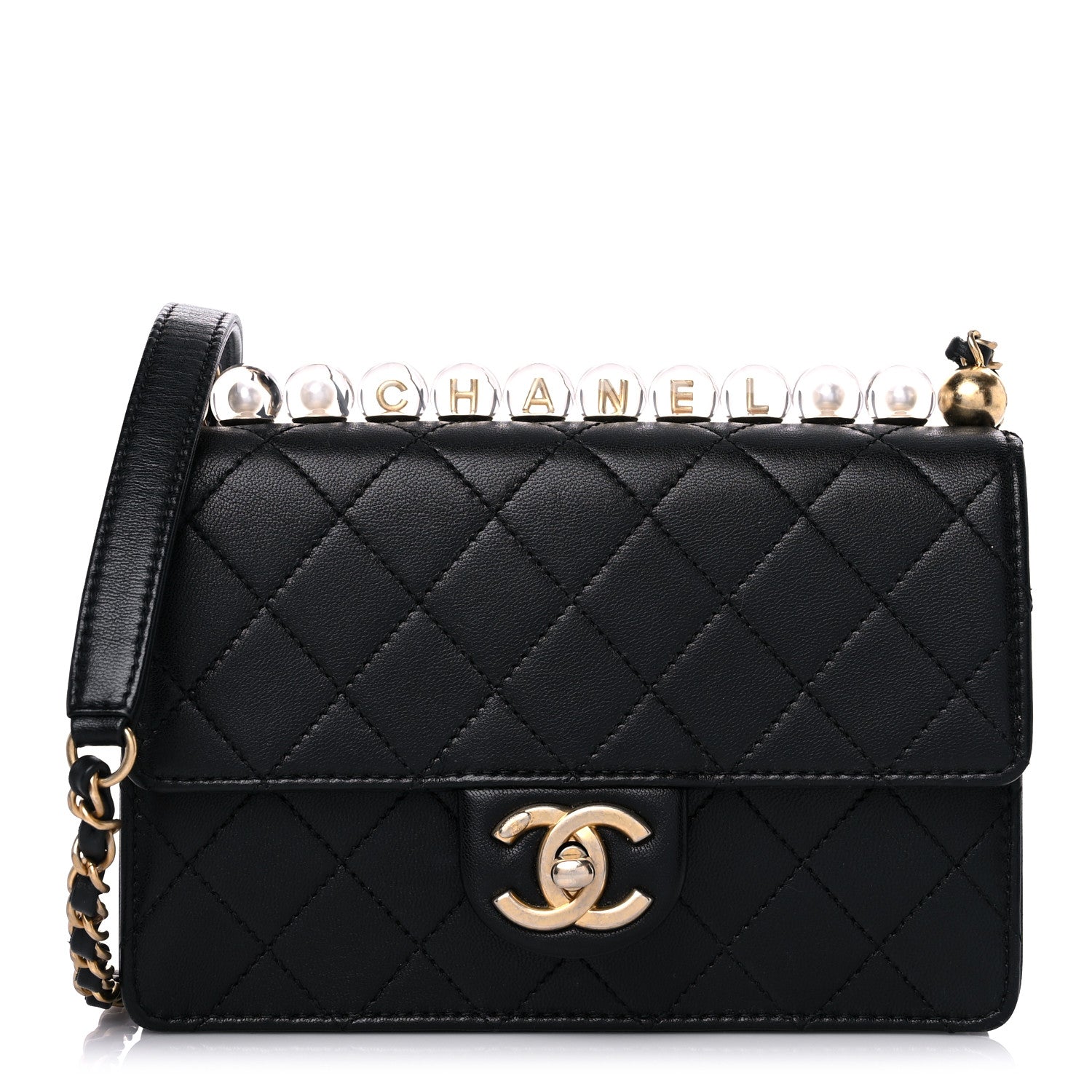 Chanel Goatskin Quilted Logo Small Chic Flap Black 1 of 18