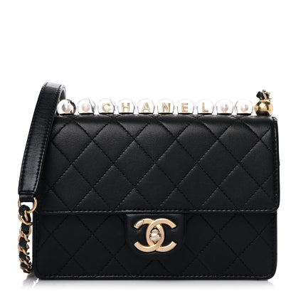 Chanel Goatskin Quilted Logo Small Chic Flap Black 1 of 18