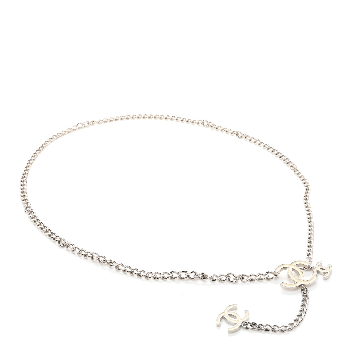 Chanel Enamel CC Ceinture Fantai Adjustable Belt Silver White 1 of 4