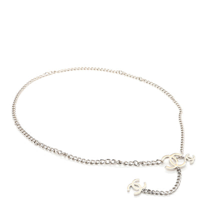 Chanel Enamel CC Ceinture Fantai Adjustable Belt Silver White 1 of 4