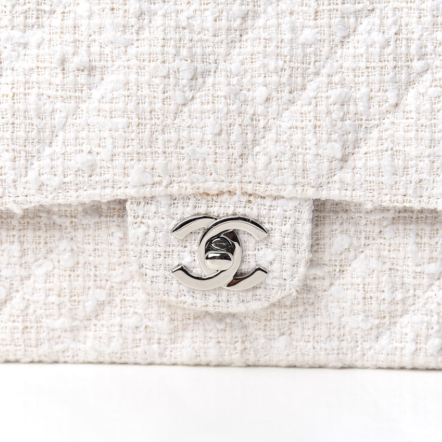 Tweed Medium Double Flap White