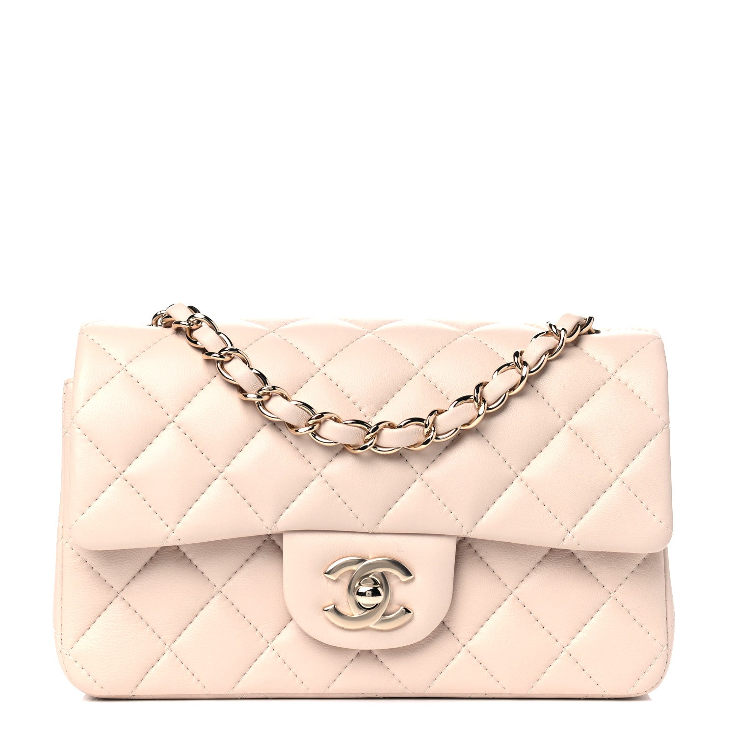 Chanel Lambskin Quilted Mini Rectangular Flap Light Beige 1 of 4
