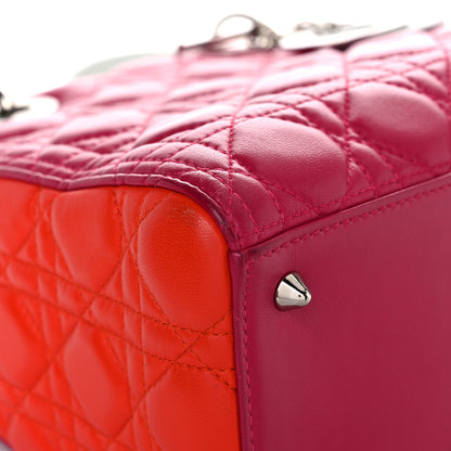 Christian Dior Lambskin Cannage Medium Tri-Color Lady Dior Fuchsia Orange 4 of 37