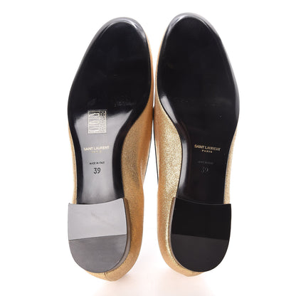 Saint Laurent Metallic Calfskin Smoking Slipper Flat Loafers 39 Gold 7 of 11