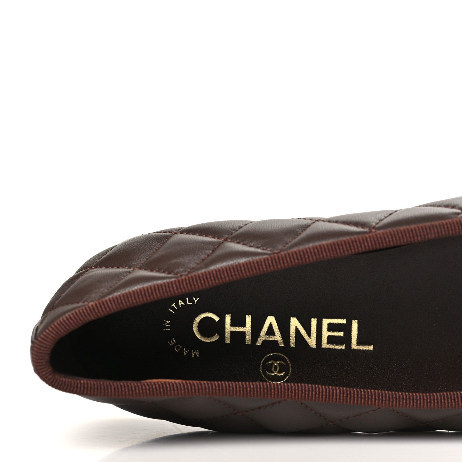Chanel Lambskin Quilted CC Cap Toe Ballerina Flats 35.5 Brown 8 of 10