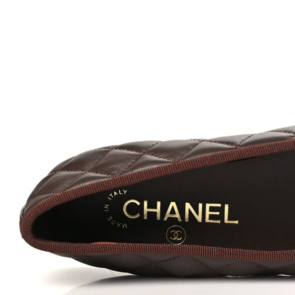 Chanel Lambskin Quilted CC Cap Toe Ballerina Flats 35.5 Brown 8 of 10