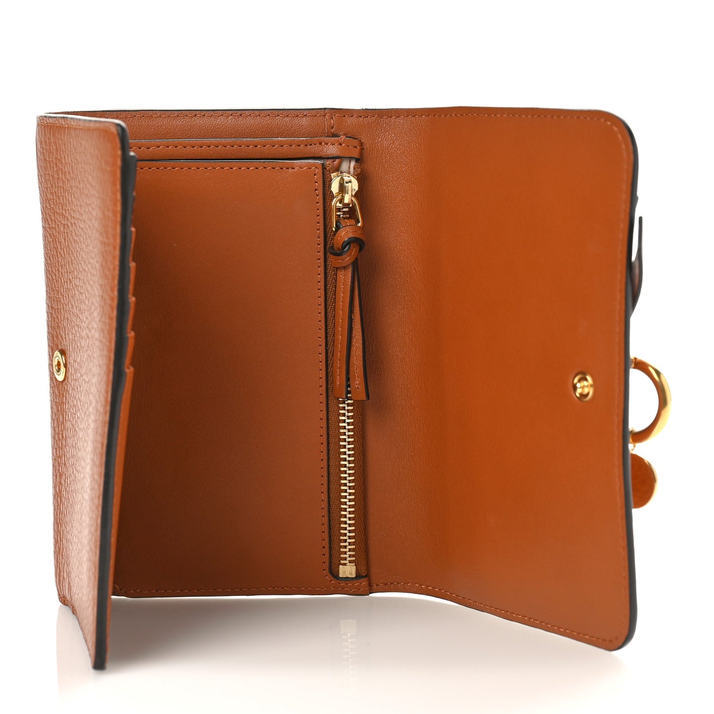 Calfskin Alphabet Compact Wallet Blush Brown