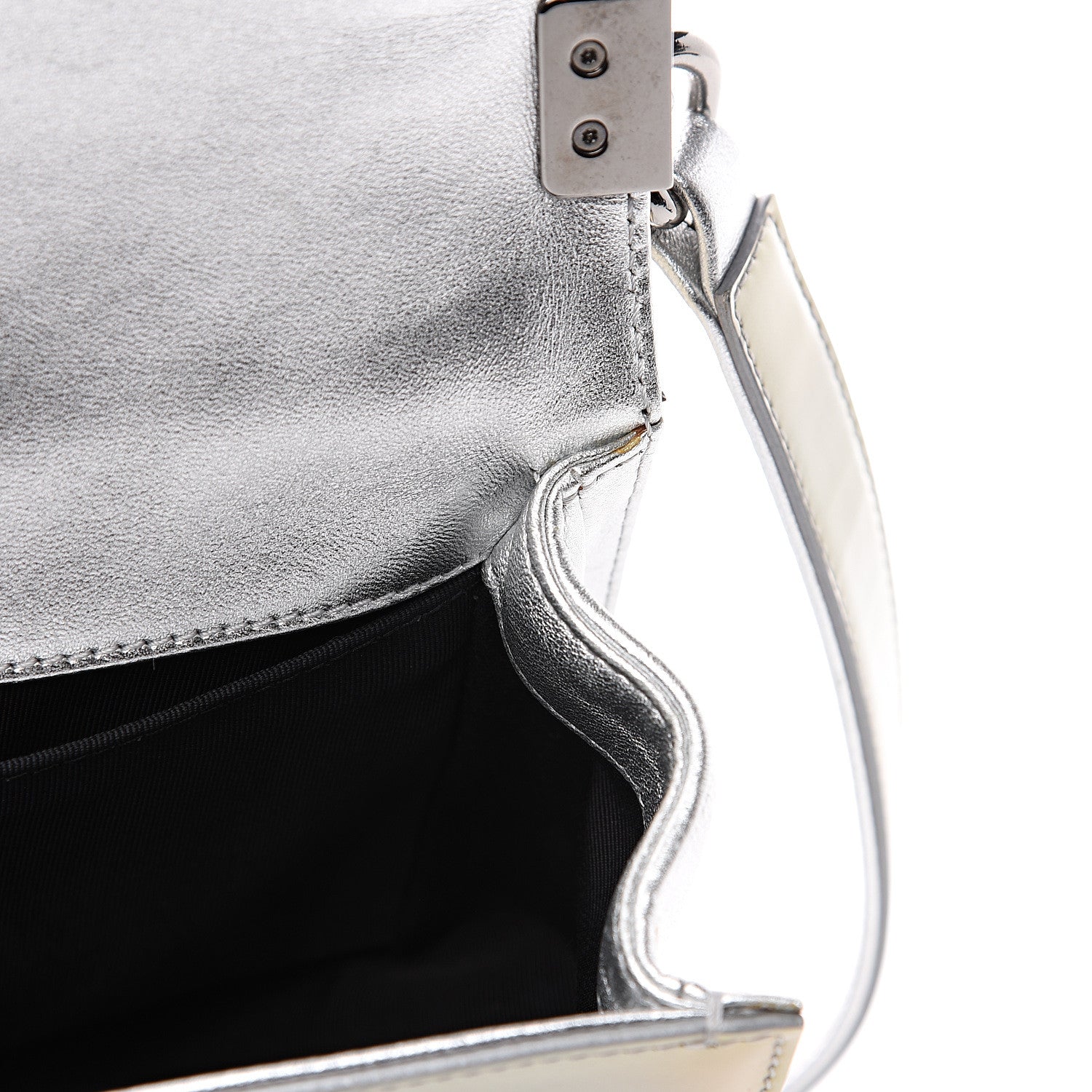 Chanel Metallic Patent Calfskin Quilted Medium Boy Flap Silver 10 of 14