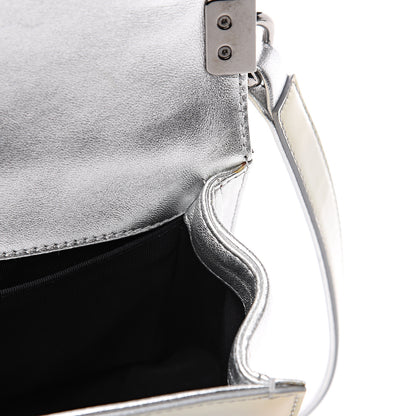 Chanel Metallic Patent Calfskin Quilted Medium Boy Flap Silver 10 of 14