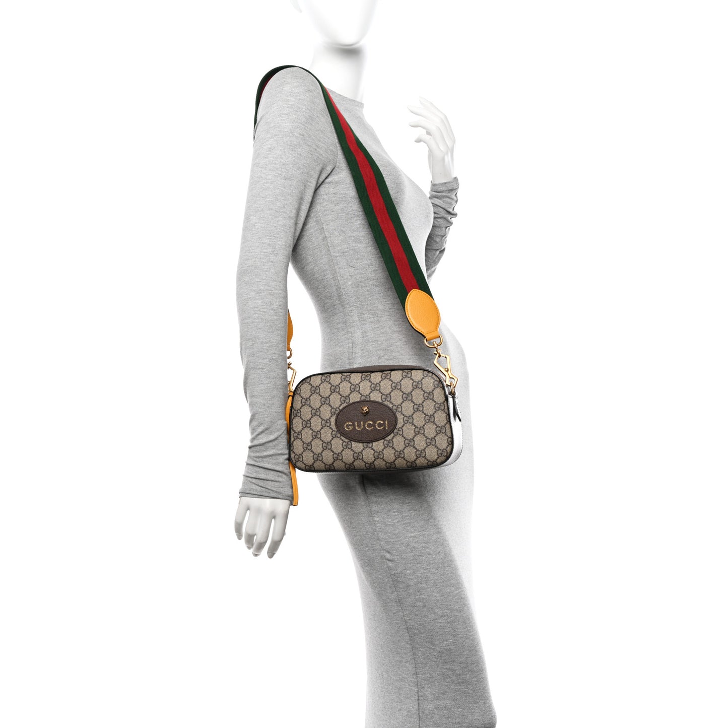 GG Supreme Monogram Web Neo Vintage Shoulder Bag Beige New Acero Crop