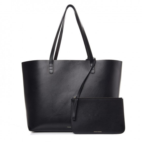 Calfskin Small Shopping Tote Black Flamma