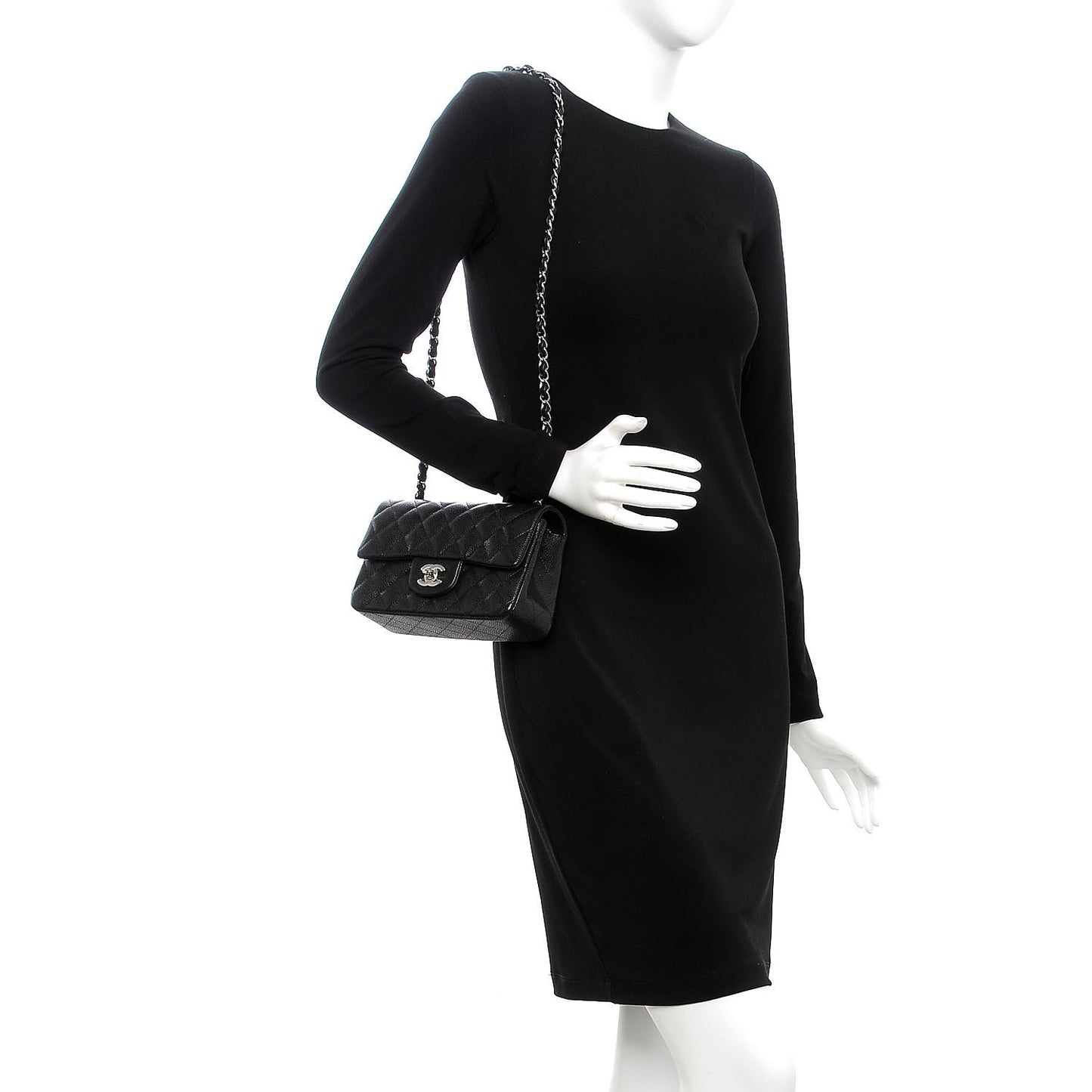 Caviar Quilted Mini Rectangular Flap Black