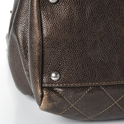 Chanel Iridescent Caviar Quilted Tall Chic Shopping Tote Dark Gold 14 of 16