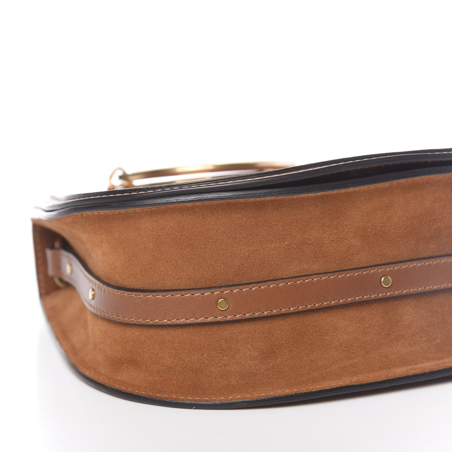 Calfskin Suede Medium Nile Bracelet Bag Caramel