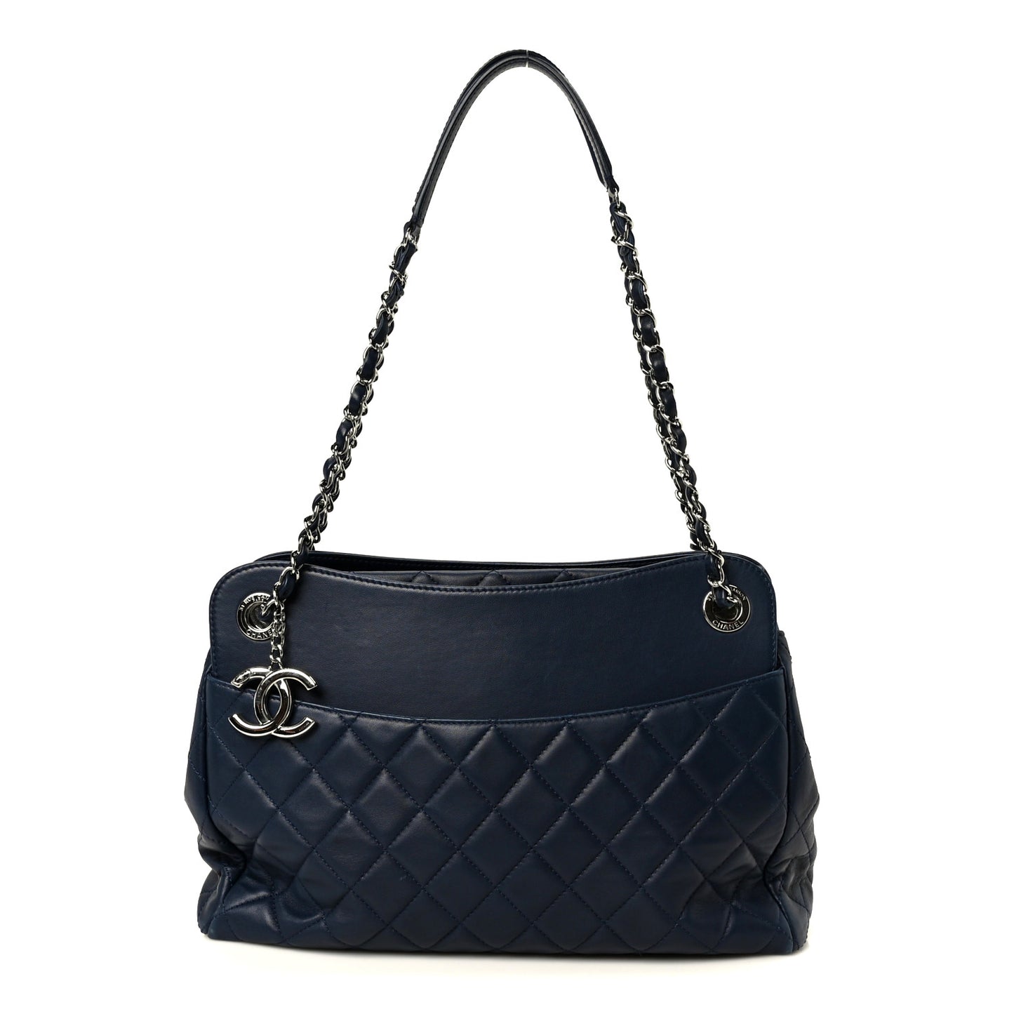 Lambskin Quilted Chanel 7 Large Tote Navy