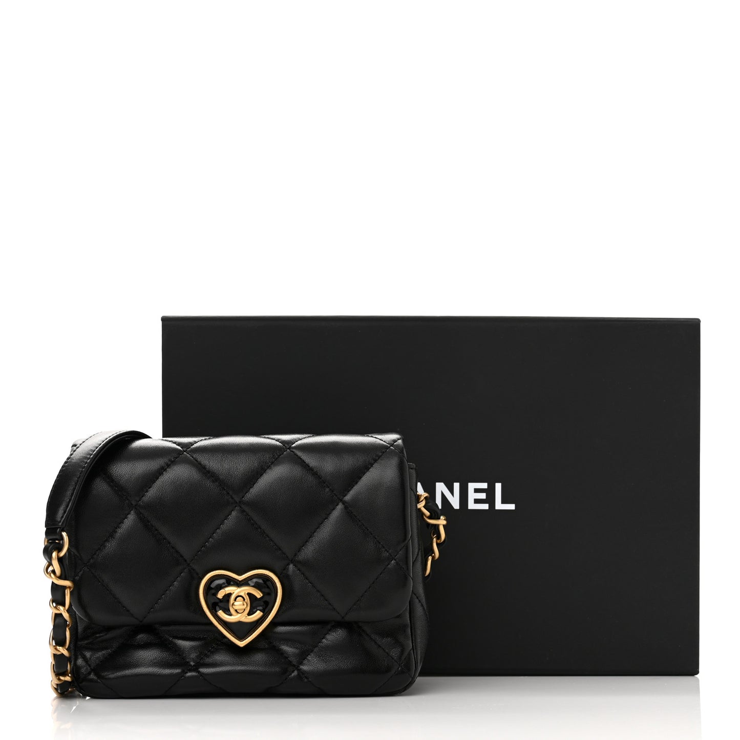 Lambskin Plexiglass Quilted Coco Love Mini Flap Black